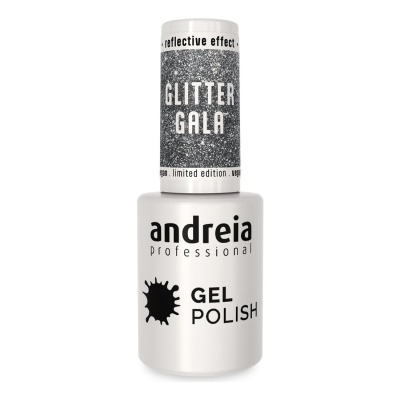 Verniz gel Glitter Gala da andreia professional, cor preta com reflexos brilhantes.
