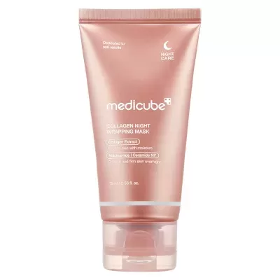 Máscara facial Collagen Night Wrapping Mask medicube rosa metálico