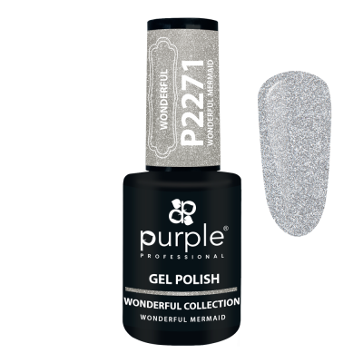 Verniz gel Purple Professional cor P2271 Wonderful Mermaid com brilho prateado