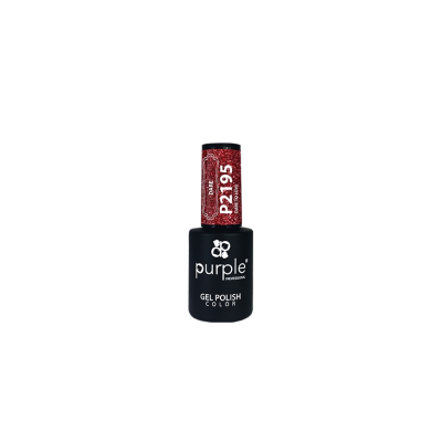 Verniz gel para unhas Purple vermelho com brilhos e código P2195