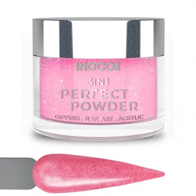 Pó de unha rosa cintilante INOCOS com amostra da cor