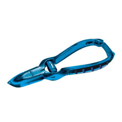 Clip de escalada azul metálico com travão