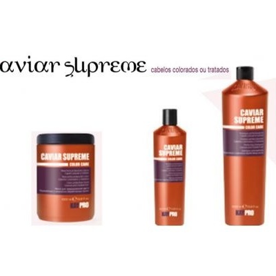 Produtos Caviar Supreme em embalagens laranja com rótulos roxos