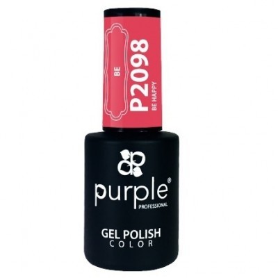 Frasco de verniz gel preto com tampa rosa e texto branco.