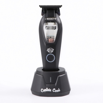 Máquina de cortar cabelo com base de carregamento preta