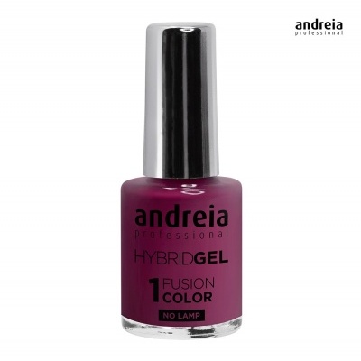 Frasco de verniz para unhas roxo com tampa prateada e texto preto