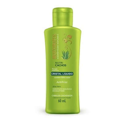 Frasco verde com produto capilar Bio Extratus Nutri Cachos Cristal Líquido Antifrizz
