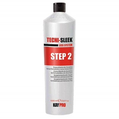 Frasco branco de creme alisante Kay Pro Tecni-Sleek STEP 2