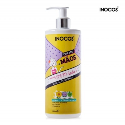 Frasco de creme de mãos Inocos amarelo com doseador