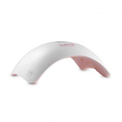 Dispositivo arqueado branco e rosa para unhas com texto Polly Coleção