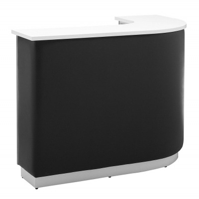 Balcão de recepção preto com tampo branco