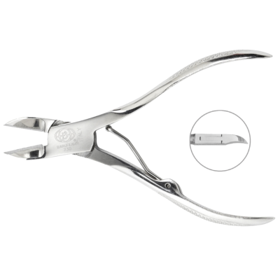 Alicate de unhas em aço inoxidável prateado com gravação
