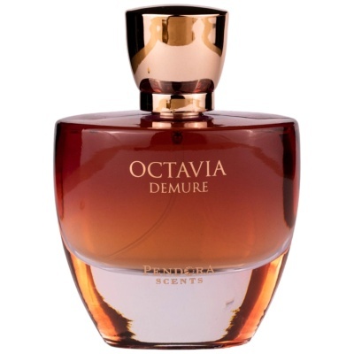 Frasco de perfume Octavia Demure com tampa dourada