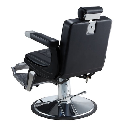 Cadeira de barbeiro preta com base metálica