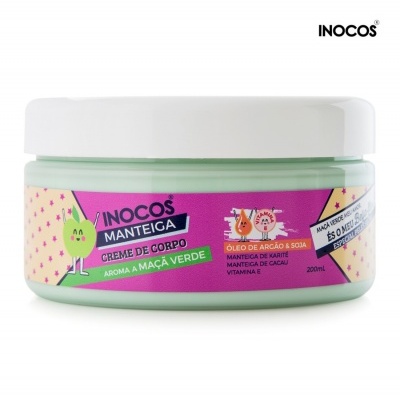 frascos de creme corporal INOCOS aroma maçã verde