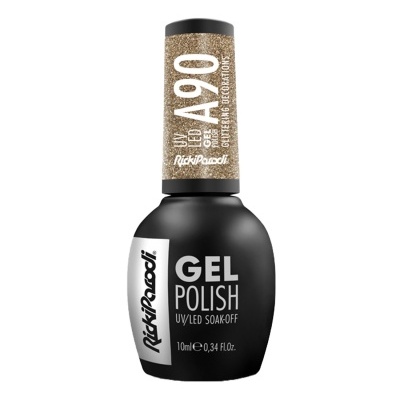 Verniz gel preto RickiParodi com tampa castanha brilho A90