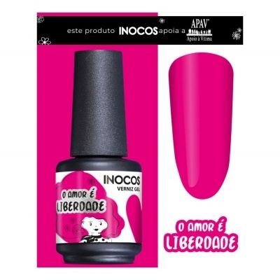 Verniz gel INOCOS rosa 'O AMOR É LIBERDADE'