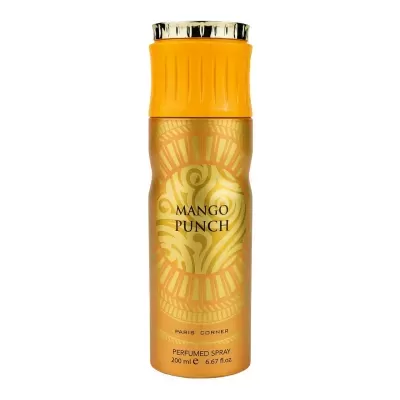 Frasco spray perfumado Mango Punch laranja e dourado