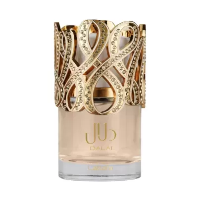 Frasco de perfume dourado e transparente com decoração em cristal