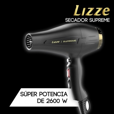 Secador de cabelo preto Lizze Supreme com potência de 2600 W
