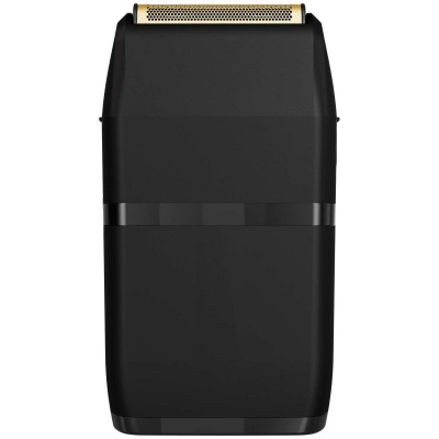 Aparelho de barbear elétrico preto com topo dourado