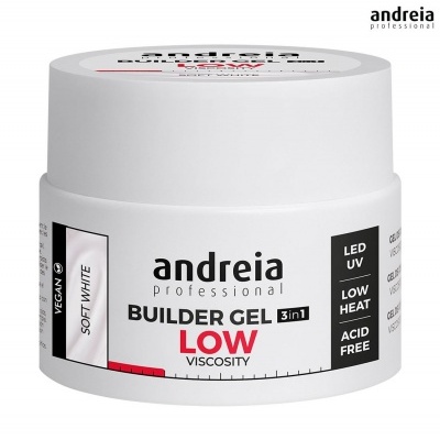Recipiente branco de gel construtor Andreia Professional Builder Gel 3in1 Low Viscosity