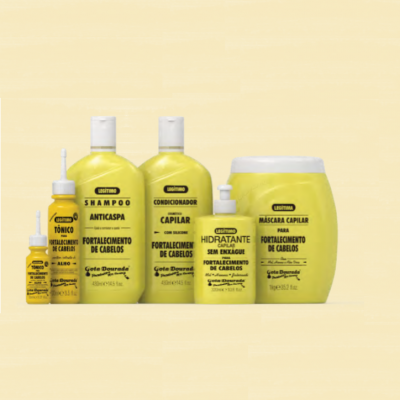 Produtos capilares Lisantmo amarelos para fortalecimento de cabelos