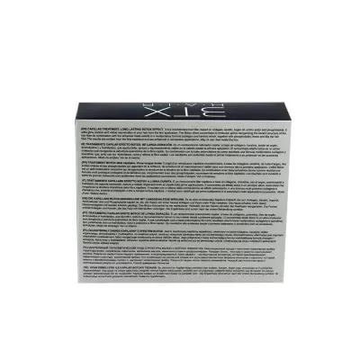 Parte traseira da embalagem de um produto cosmético com texto informativo em várias línguas