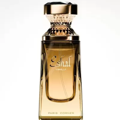 Frasco de perfume dourado Eshal Vanilla da Paris Corner