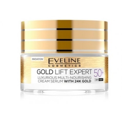 Frasco de creme facial Eveline Cosmetics Gold Lift Expert 50+