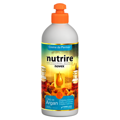 Frasco de creme para pentear Nutrire Novex com óleo de argan