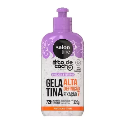 Frasco plástico roxo e branco de gelatina para cabelo Salon Line com dispensador