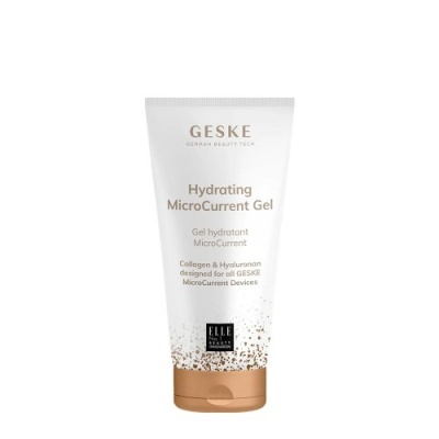 Gel hidratante Hydrating MicroCurrent Gel GESKE branco e dourado