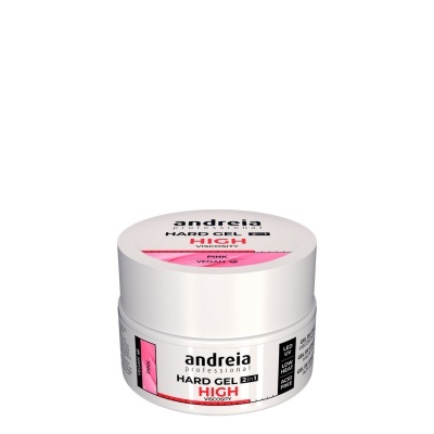 Gel para mãos Andreia Professional embalagem branca com detalhes rosa