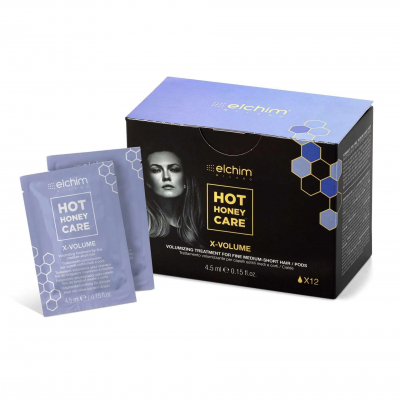 Caixa e saquetas do tratamento capilar Elchim HOT HONEY CARE X-VOLUME