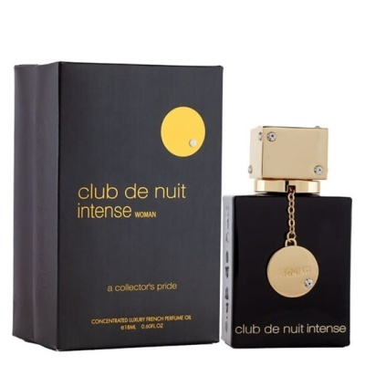 Perfume Club de Nuit Intense Woman preto com tampa dourada e caixa preta