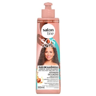 Frasco rosa Salon Line S.O.S Cachos ativador de cachos óleo de amêndoas 300ml