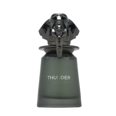 frasco de perfume verde-escuro com tampa de elefante preto