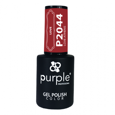 Frasco de verniz gel preto com tampa vermelha e texto branco