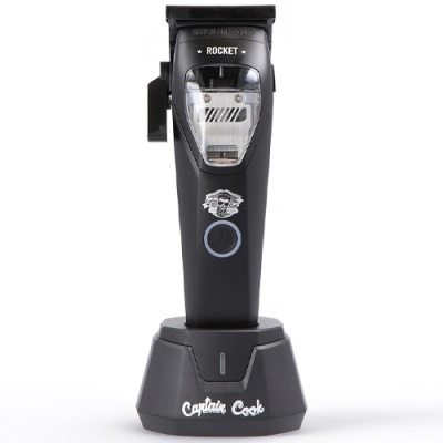 Máquina de barbear elétrica preta com base de carregamento