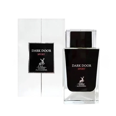 Frasco e caixa de perfume Dark Door Sport Maison Alhambra