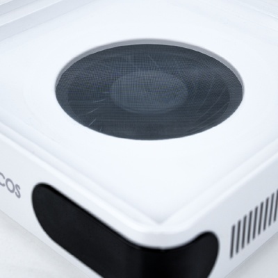 Fogão elétrico portátil branco com placa de aquecimento redonda preta