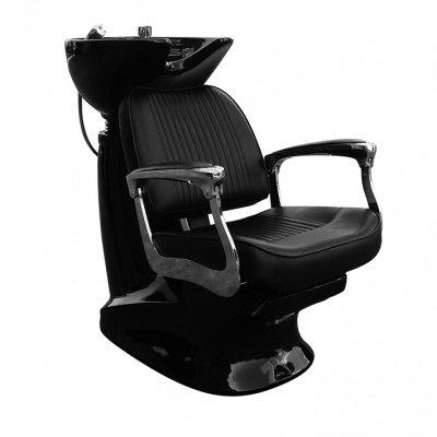 cadeira de cabeleireiro preta com lavatório integrado