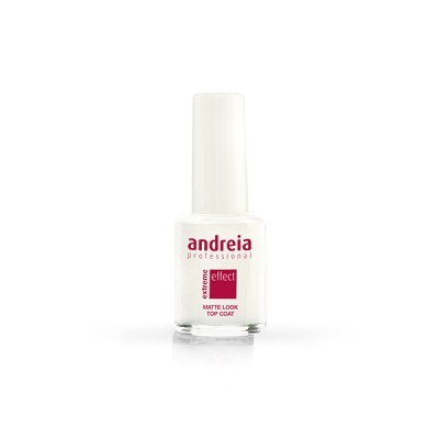 Frasco branco de verniz de unhas com texto da marca andreia professional
