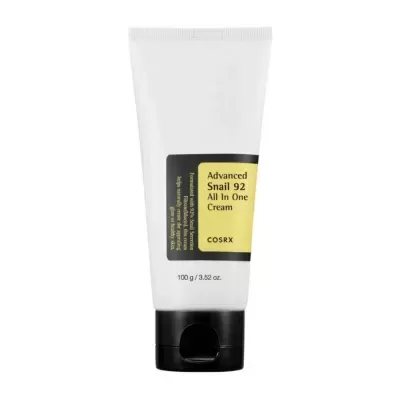 Tubo branco de creme Advanced Snail 92 da COSRX com tampa preta