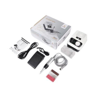 Conjunto de ferramenta profissional para manicure com máquina elétrica, caneta, pedal, cabos e acessórios