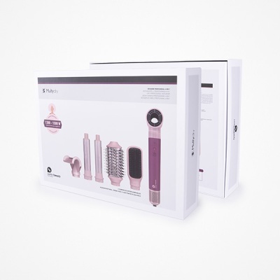 Conjunto de styling capilar Multisty com acessórios em rosa na embalagem branca