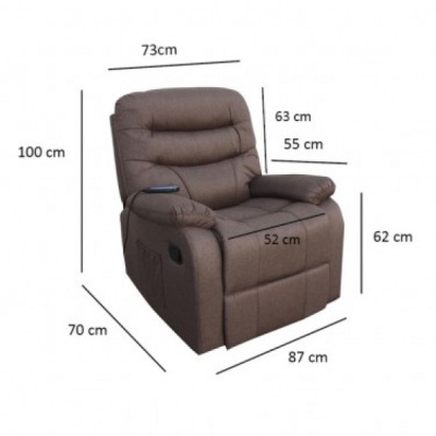 Poltrona reclinável castanha com medidas indicadas