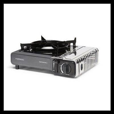 Fogão portátil a gás Campingaz cinza com botão preto