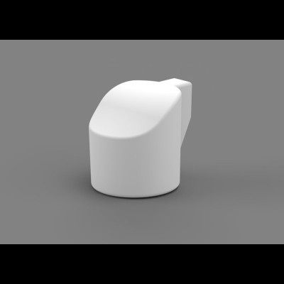 Botão branco cilíndrico de plástico com topo curvado